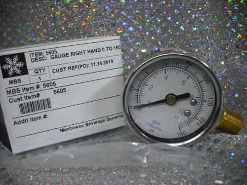Gauge, Right Hand, 0 to 160 PSI, 0 to 11 BAR
