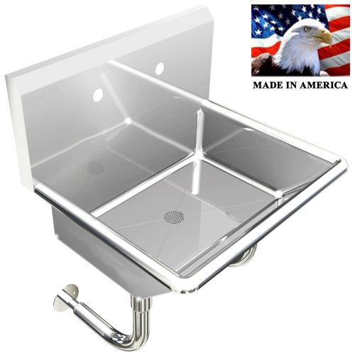 Industrial single hand sink 24&#034; body only 2 holes 8&#034; on center round brackets for sale