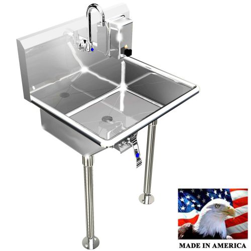 HAND SINK WASH UP 1 STATION 24&#034; HANDS FREE INDUSTRIAL BASIN STAINLESS STEEL 304