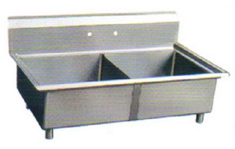Stainless Steel 55&#034; Deep-Drawn Sink (2) Two Compartment