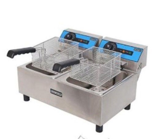 Deep fat fryer 2x10 liter stainless uniworld uef-102 double commercial new for sale