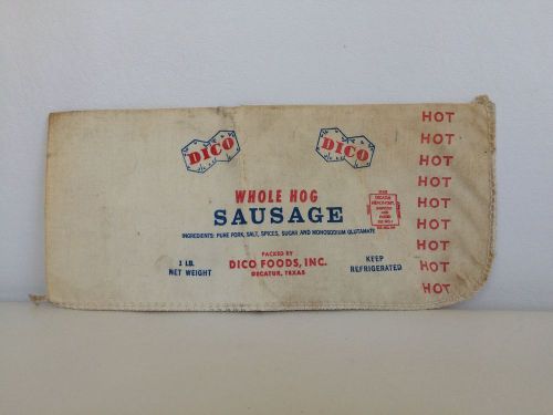 Vintage DICO FOODS Whole Hog Sausage Advertising Sleeve