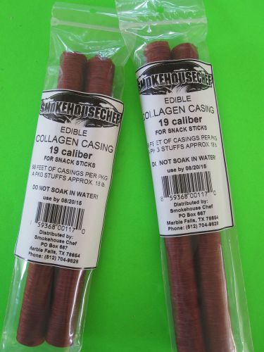 Four 19 mm collagen sausage snack stick pepperoni &amp; slim jim casings for 36 lbs for sale