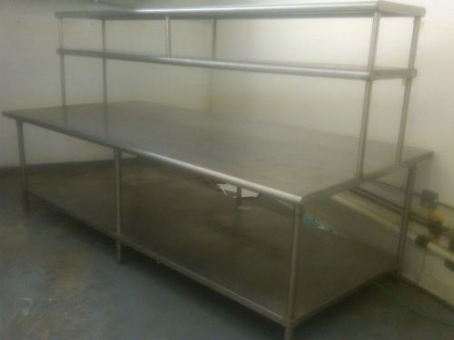 For sale stainless steel table 120 in x 59 in w/ 2 mezzanine shelves
