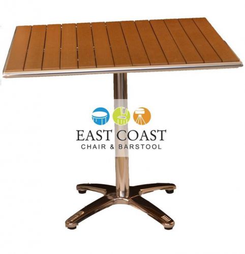 New 24&#034; square gulf coast poly-teak top w/ stainless steel bar height base for sale