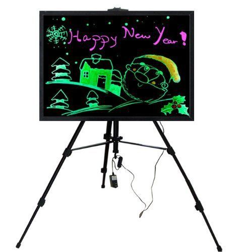 Flashing illuminated neon led message writing board menu sign 16x24&#034; with tripod for sale
