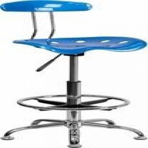 Flash Furniture LF-215-BRIGHTBLUE-GG Vibrant Bright Blue and Chrome Drafting Sto