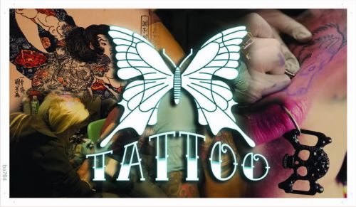 ba704 Tattoo Butterfly Banner Shop Sign