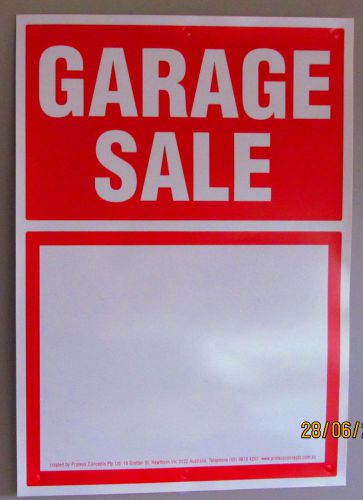 GARAGE SALE SIGNS - SOFT PLASTIC - 10 SIGNS IN A PACK  (SIZE: 295 mm x 210 mm)