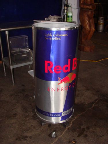 RED BULL  / SODA / POP ROLLING ICE BIN REACH IN CONTAINER DISPLAY + TWO SHELVES