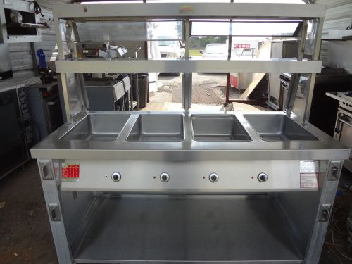SERVOLIFT  EASTERN 4 WELL STEAM TABLE, DOUBLE SHELF,  WITH HEAT LAMP 501-4