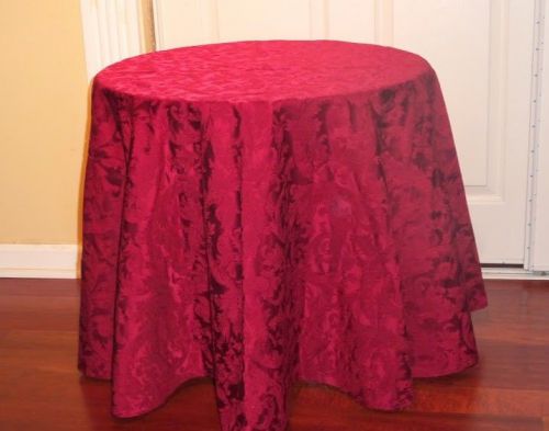 68&#034; Round, Custom Made Tablecloth with Sratight Hem, Damask Face Fabric
