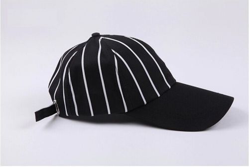 New Hot Sell Black Stripe Polyester Peaked Cap Baseball Chef Hat