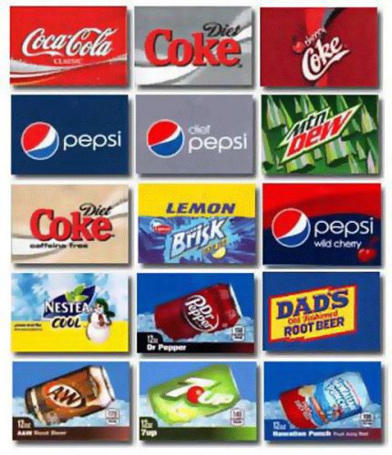 Coke, Pepsi flavor strips for vending machines-NEW 15 total strips, medium size