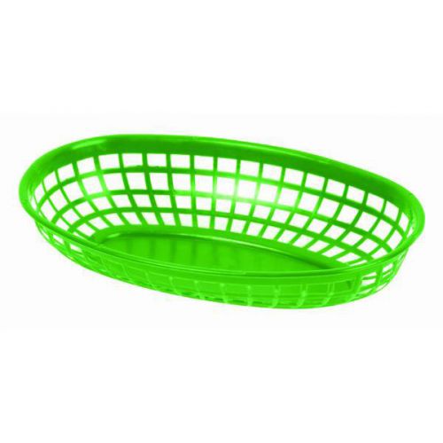 6 PC Fast Food GREEN Commercial Baskets Tray 9-3/8&#034; Oval NEW