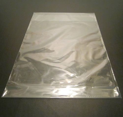 100-9&#034; x 15&#034; clear poly t-shirt bags-2&#034; fold over flap for sale