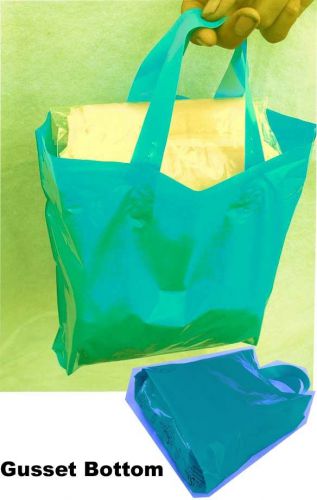 12x11+3&#034; 250 pcs green+orange+red+teal+white+yellow pe soft handle shopping bag for sale