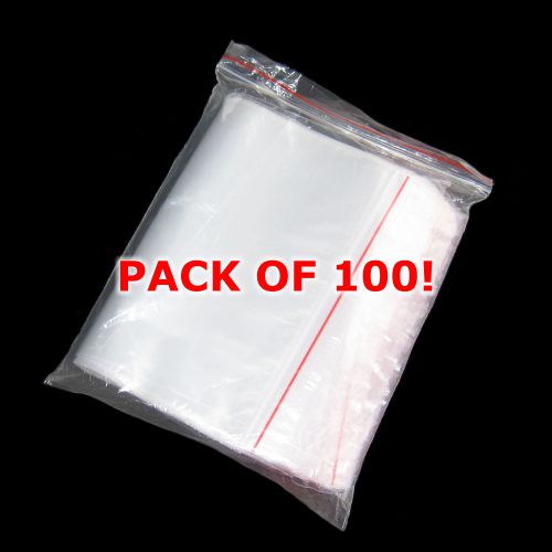 PACK OF 100! Zip Lock Bags Top Seal, 14 x 20cm, Clear And Red Color