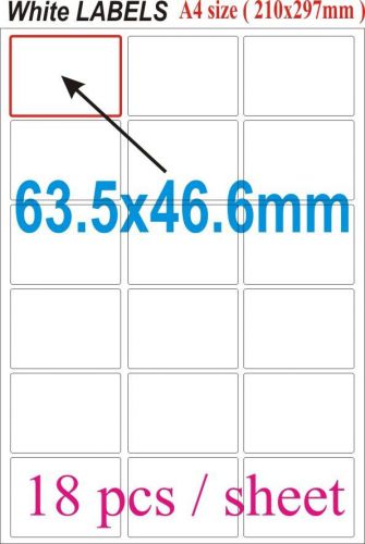 63x46 mm White A4 (18) Label Sticker paper copy copier laser inkjet printer F 19