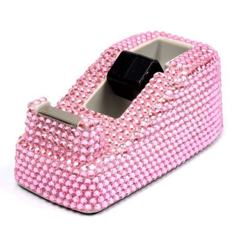 Deluxe boutique tape dispenser pink rhinestone holds total 1 tape[s] -refillable for sale