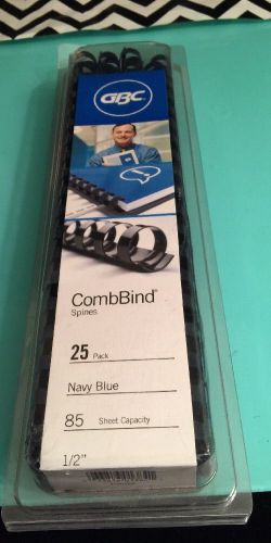 GBC CombBind Spines 25 Pack Navy Blue 85 SHEET Capacity 1/2&#034;