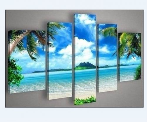 new Hand-draw Art Oil Painting Landscape Scenic beach Wall Decor canvas+ framed