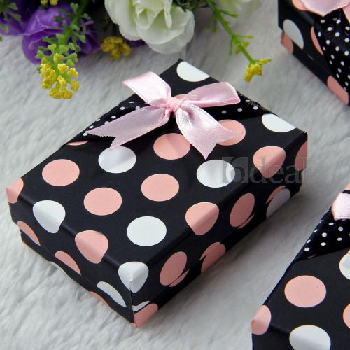 5PCS Jewelry Necklace Pendant Party Favor Gift Box Case Rectangle Pink Dot New
