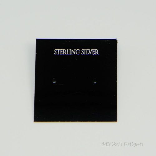 1 inch Black Flocked &#034;Sterling Silver&#034; Earring Cards 10pc