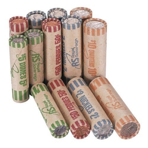 Assorted Coin Wrappers Count Pennies, Nickels, Dimes Quarters Storage Preformed