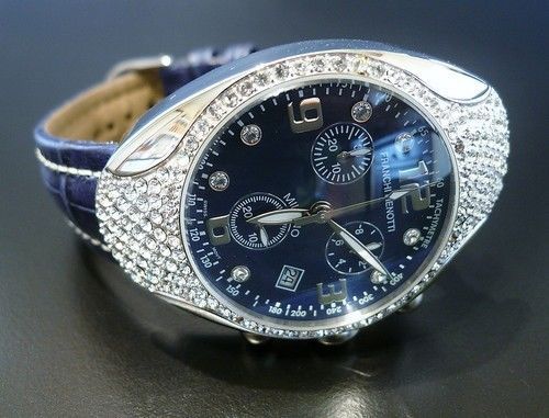 New Franchi Menotti Swiss Chronograph Stainless Steel  Swarovski Crystal Watch
