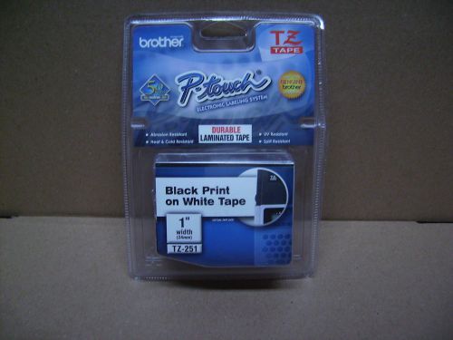 Brother P-touch TZ Black Print on White Tape 1&#034; TZ-251 Factory Sealed New 24mm
