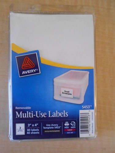 Avery Self-Adhesive Removable Labels, 3 x 4 Inches, White, 80 per Pack (05453)