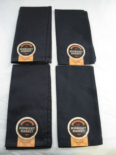 4 Midnight Market Solid Black Cloth Napkins Halloween / Everyday NWT FREE Ship