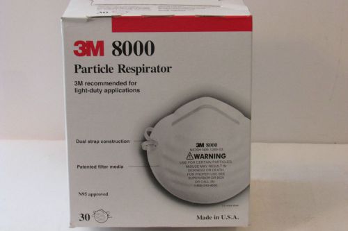 3M 8000 N95 PARTICLE RESPIRATOR MASK QTY 30 MADE IN USA NEW IN BOX-30 PACK