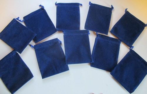 Wholesale Lot of 50 Royal Blue Velveteen Drawstring Bags, Pouches 3&#034; x 4&#034;