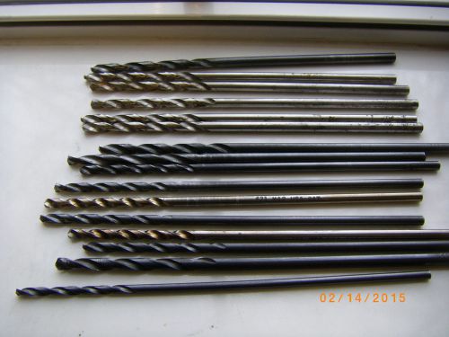 Lot of 16 used 6 inch steel drill bits.  Fractional sizes.