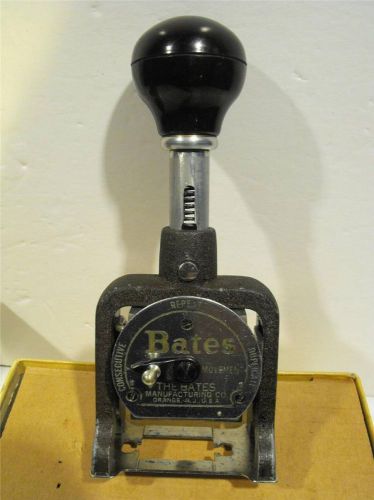Bates Vintage Numbering Machine 6 Wheels Style E In Box w/ Instructions