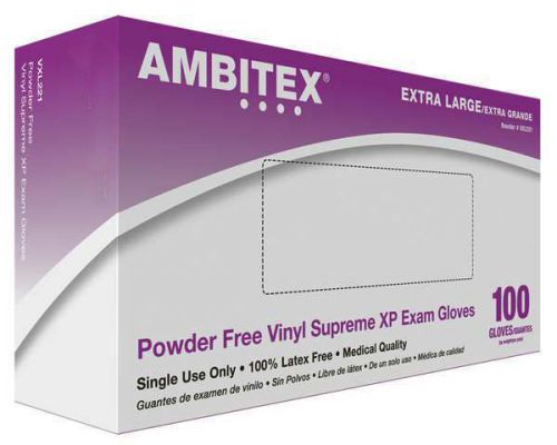 Ambitex Vinyl Supreme XP Gloves, Exam Gloves, Powder Free, Size: MEDIUM