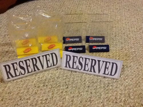 10 menu holders 4 Pepsi and 6 Lipton  and 2 reserved tabletop