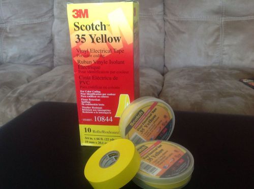 3M Scotch 35 Yellow Vinyl Electrical Tape 10 Rolls 3/4&#034; X 66&#039;