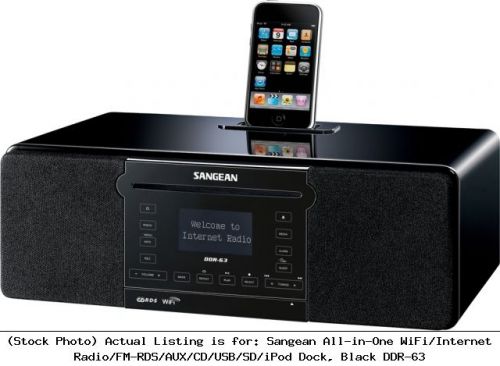 Sangean All-in-One WiFi/Internet Radio/FM-RDS/AUX/CD/USB/SD/iPod Dock, : DDR-63