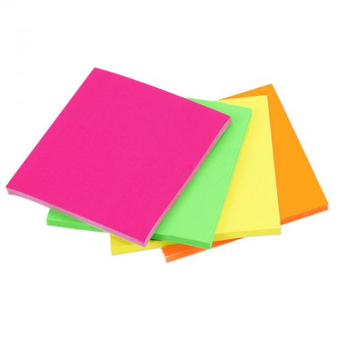 3&#034; x 3&#034; Bright Neon Sticky Notes - 4 Packs of 40 Notes