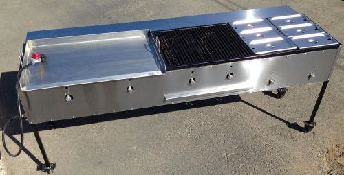 TACO CART 2FT X 3FT GRIDDLE 3/8&#034; THICK, ONE 2FT X 2FT GAS GRILL AND 6 STEAMERS