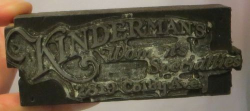 VTG Antique KINDERMAN&#039;S WOMENS SPECIALTIES ADVERTISING NEWSPAPER  PRINTING BLOCK