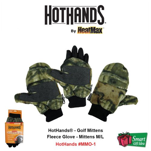 HeatMax_HotHands, Golf Mittens, Mossy Oak_Fleece + 2 Hand Warmers M/L #MMO1