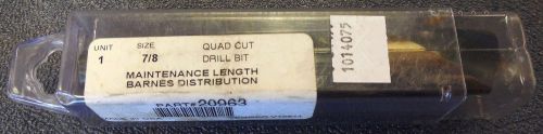 Barnes distribution 20963 7/8&#034; quad cut drill bit, 1/2&#034; reduced shank, new for sale