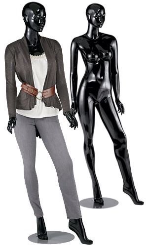 Female full body Fiberglass Glossy Black Mannequin