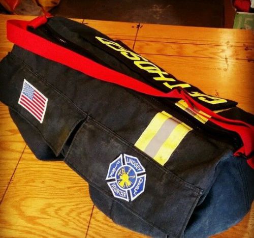 Black turnout gear duffel bag with pockets for sale