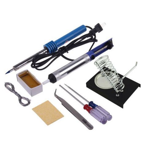 TOP 9in1 60W  Electric Solder Starter Tool Kit Set with Iron Stand Desolder Pump