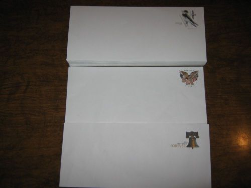 58 Envelopes PRESTAMPED First Class USA($.49) Liberty Bell, Bank Swallow, Eagle
